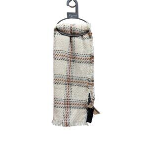 Cejon Heritage Women's Ivory and Pink Plaid Woven Scarf Wrap Shawl